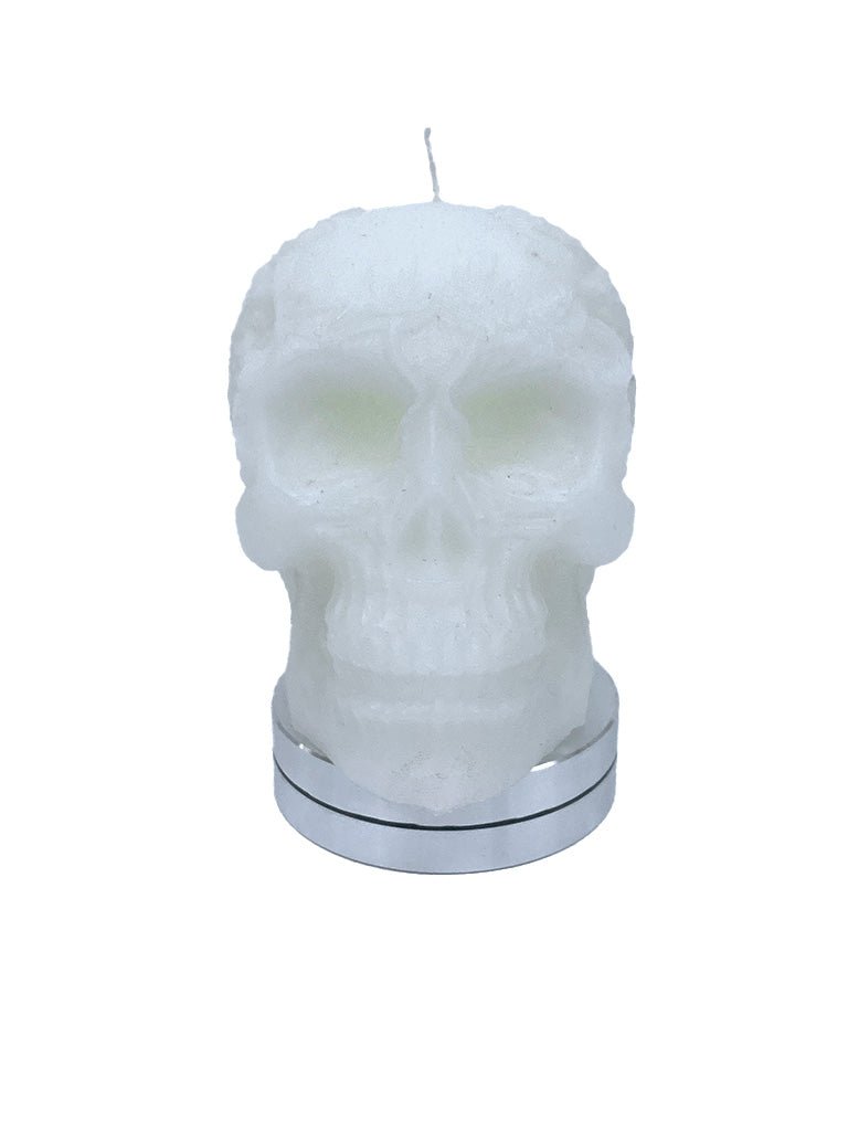 White Wreath Caesar Skull Candle