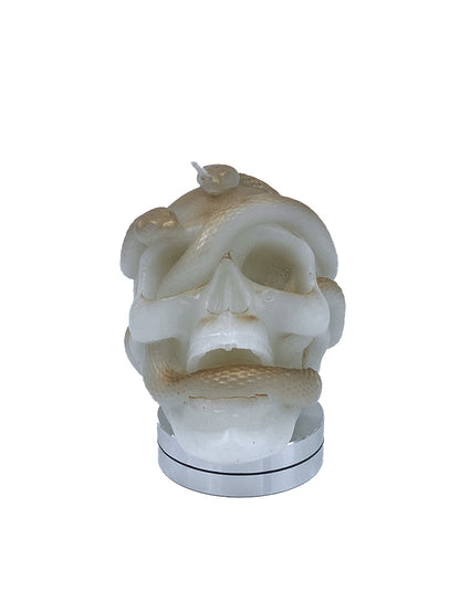 Gold Shimmer Medusa Skull Candle