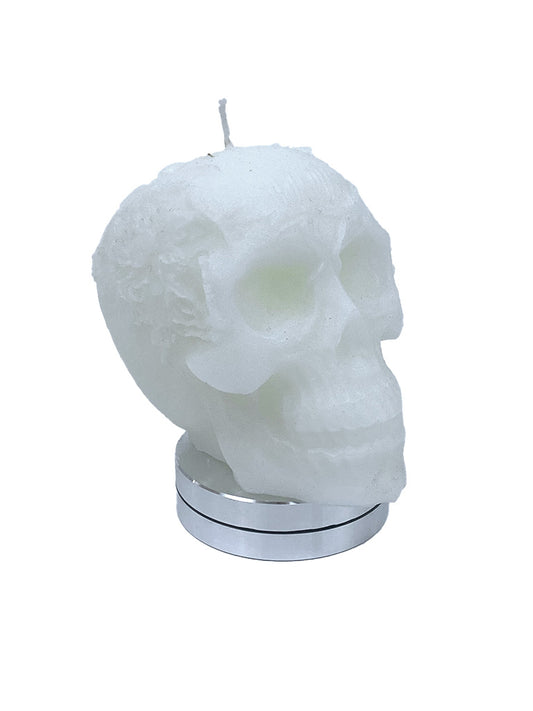 White Wreath Caesar Skull Candle