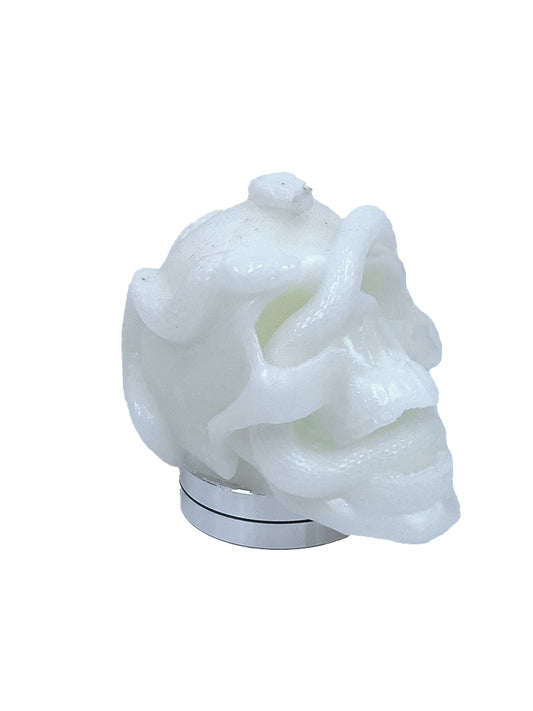 White Medusa Skull Candle