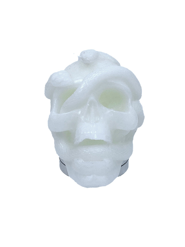 White Medusa Skull Candle